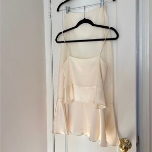 Elizabeth and James cream silk skirt and top set size 4